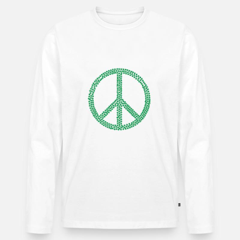 Peace Zeichen Hanfblätter Geschenk Geschenkidee - Männer Premium Bio Langarmshirt - Weiß