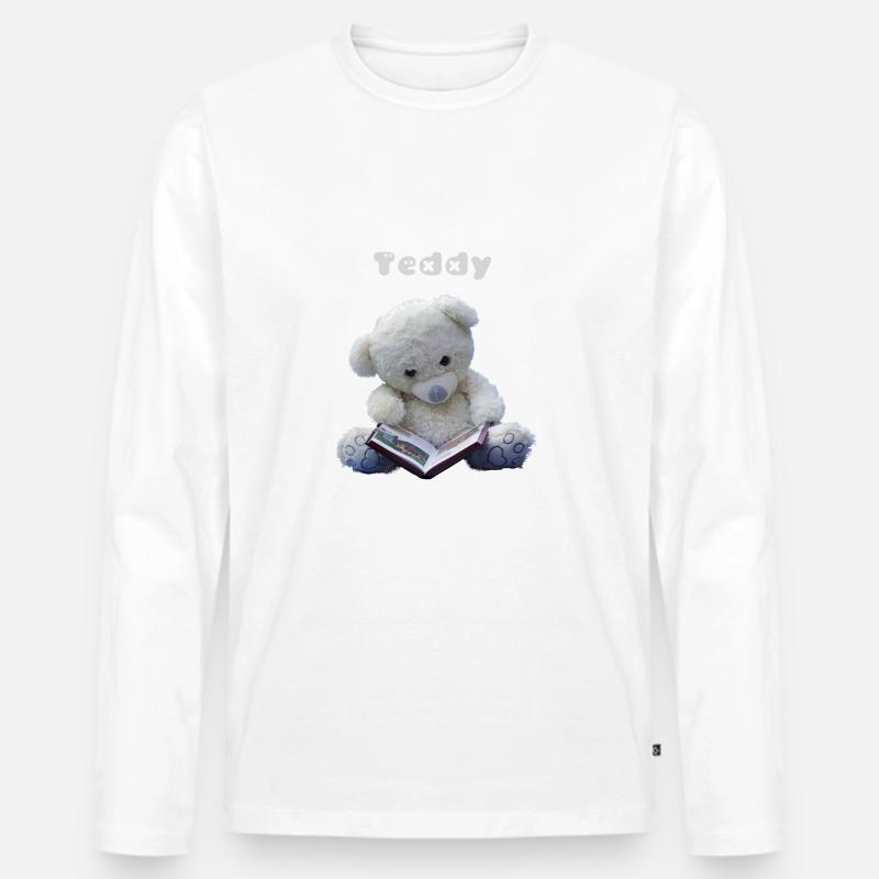 Teddy - Männer Premium Bio Langarmshirt - Weiß