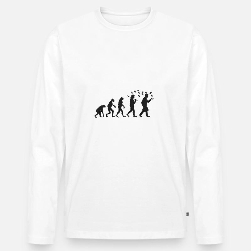 Evolution - Kapitalist - Geschenk - Männer Premium Bio Langarmshirt - Weiß