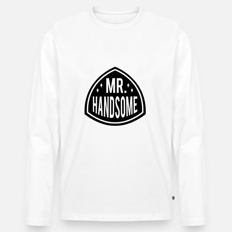 MR HANDSOME - Männer Premium Bio Langarmshirt - Weiß