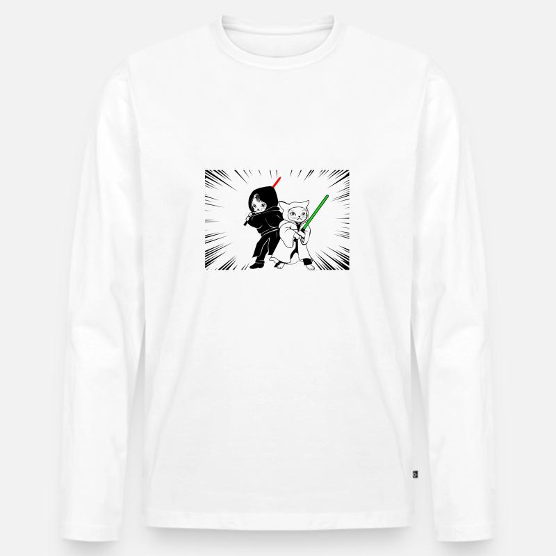 Action Katzen - Männer Premium Bio Langarmshirt - Weiß