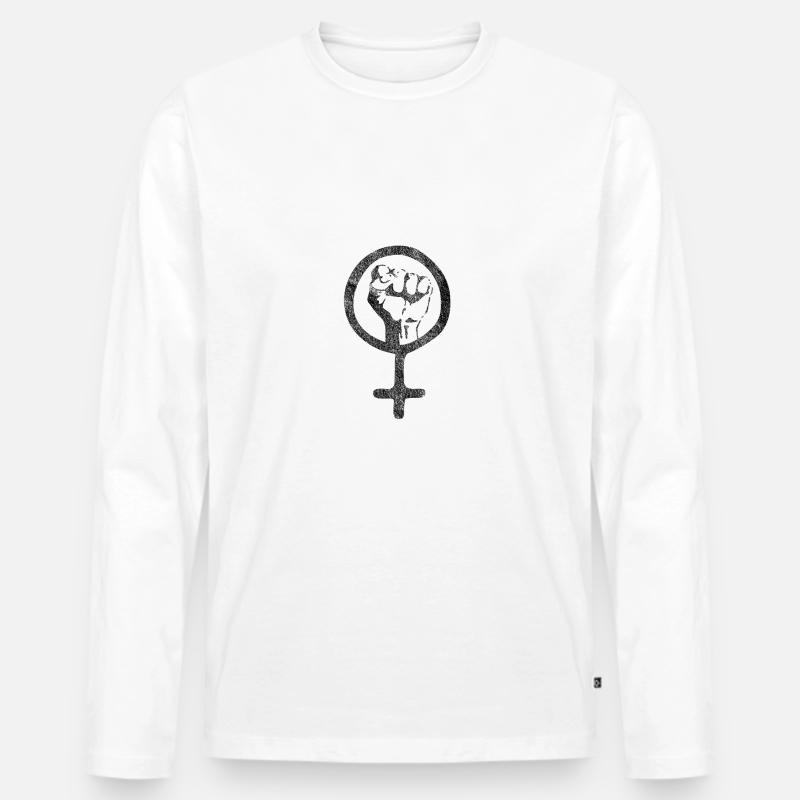 Frauenpower Mädels Feminismus Logo Geschenk Idee - Männer Premium Bio Langarmshirt - Weiß