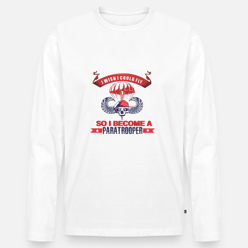 Paratrooper - Männer Premium Bio Langarmshirt - Weiß