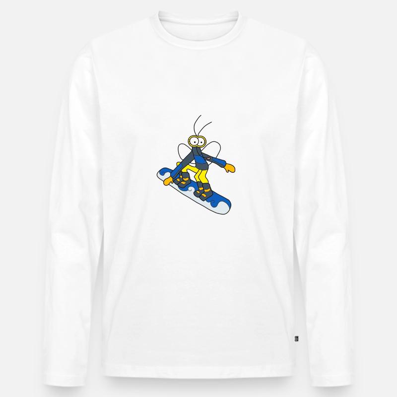Đến Wana Snowboarding - Junge - Männer Premium Bio Langarmshirt - Weiß