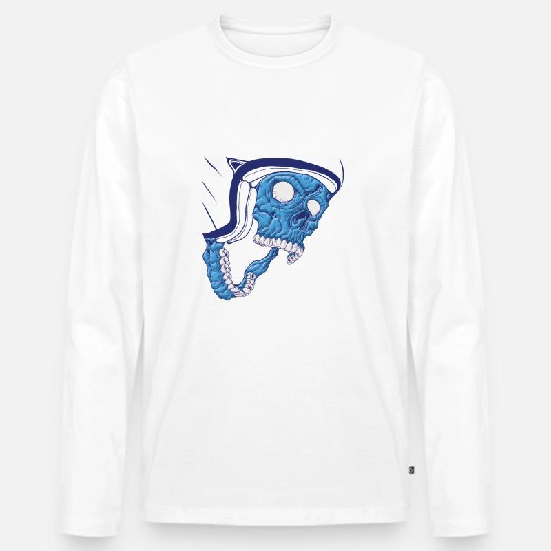 Schädel Kopf - Männer Premium Bio Langarmshirt - Weiß