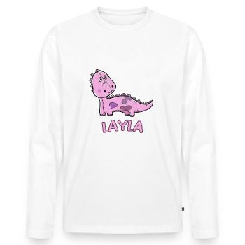 Dinosaurier lustig Kind Layla Geschenk Geburtstag - Männer Premium Bio Langarmshirt - Weiß - Vorne - Nico (187cm)