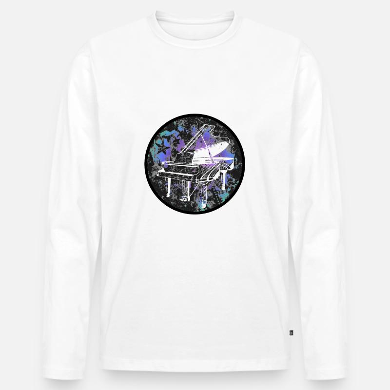 Klavierdesign - Männer Premium Bio Langarmshirt - Weiß