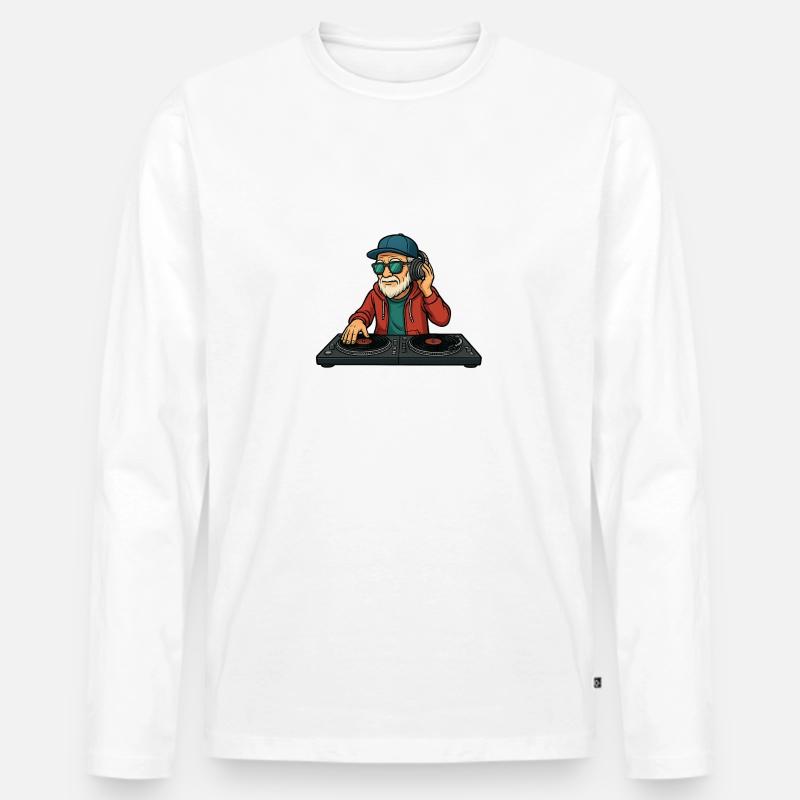 DJ Opa - Männer Premium Bio Langarmshirt - Weiß