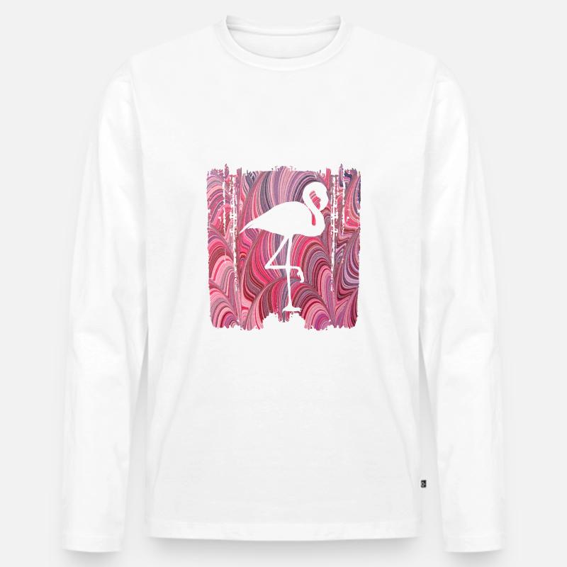 uccello e 117 fenicottero - Maglia a manica lunga ecologica premium da uomo - bianco