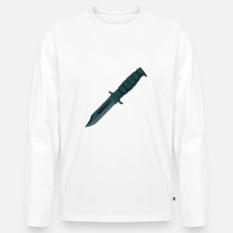 Messer - Männer Premium Bio Langarmshirt - Weiß