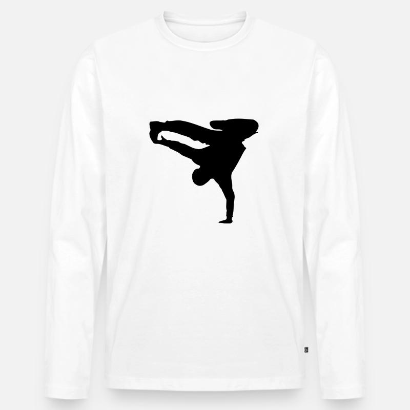 Breakdancer Silhouette - Männer Premium Bio Langarmshirt - Weiß