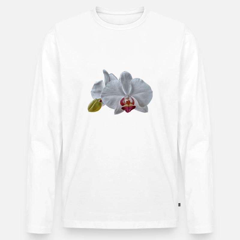Weiße Orchideen Blüten - Männer Premium Bio Langarmshirt - undefined