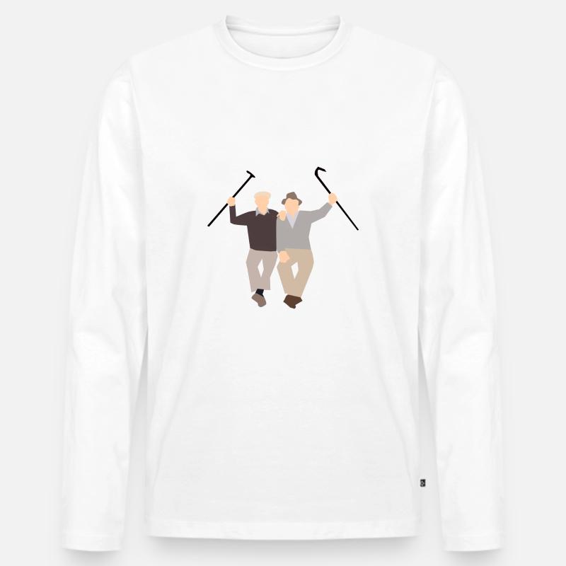 Alte Freunde - Männer Premium Bio Langarmshirt - Weiß