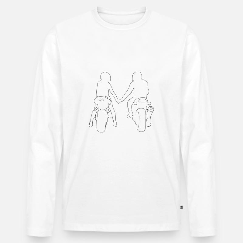Motorradfahrer Paar - Männer Premium Bio Langarmshirt - Weiß