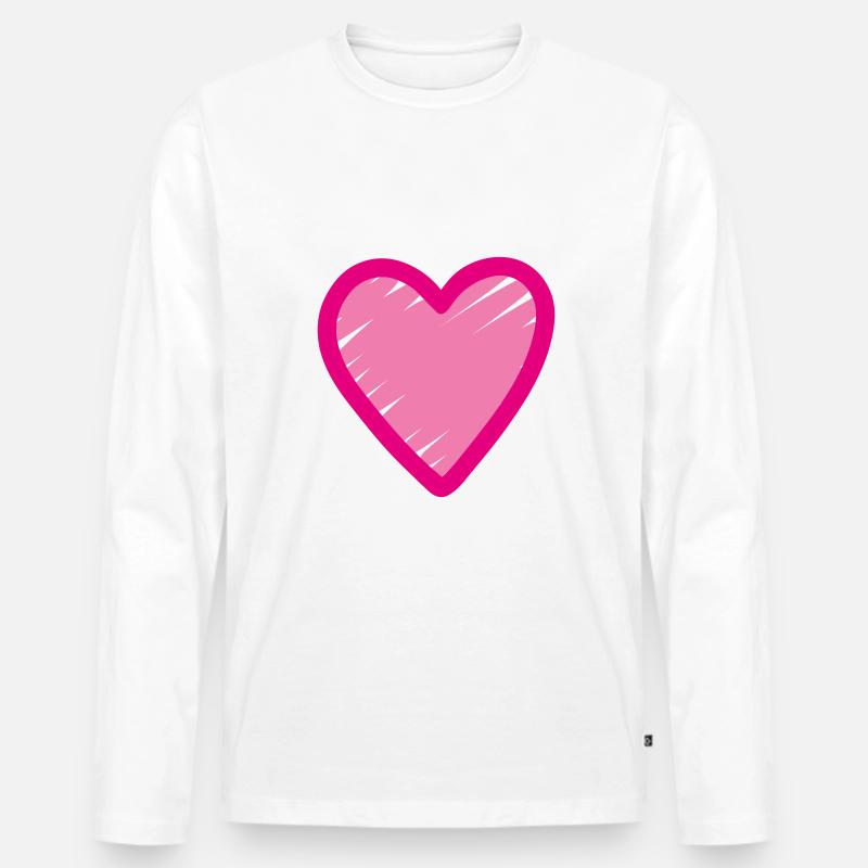 Rosa Herz Icon - Männer Premium Bio Langarmshirt - Weiß