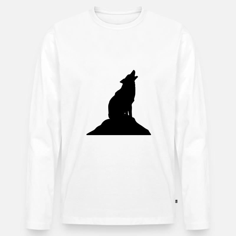 Wolf Werwolf Silhouette - Männer Premium Bio Langarmshirt - Weiß