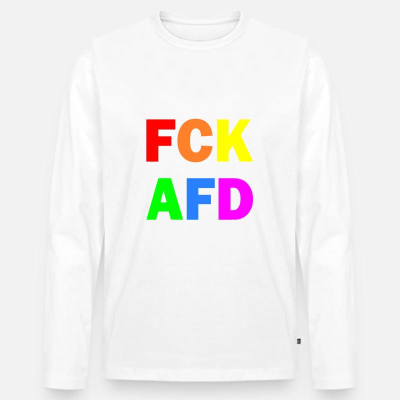 Fck afd - Männer Premium Bio Langarmshirt - Weiß
