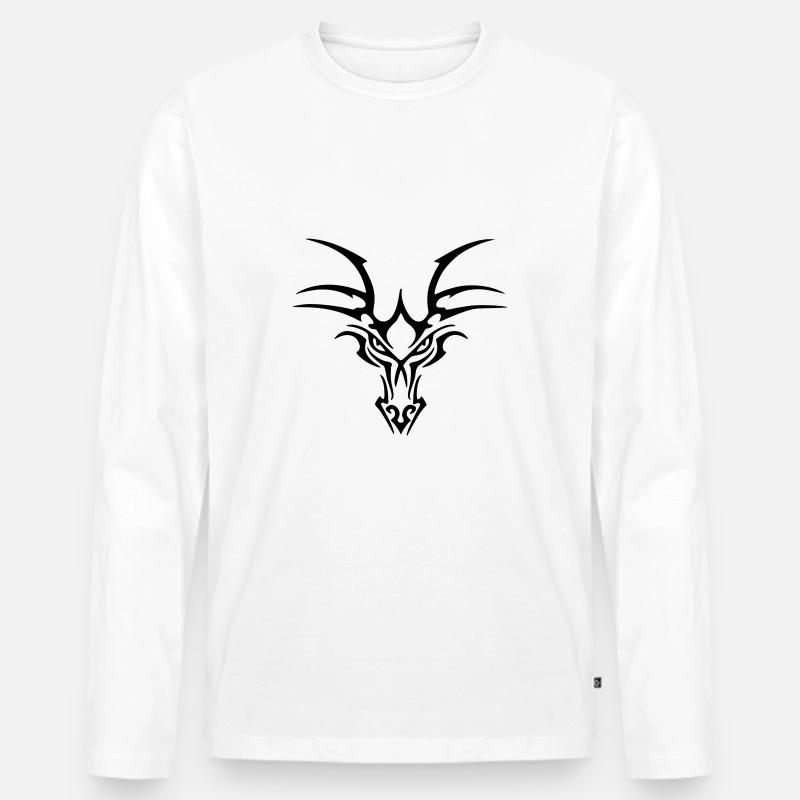 Drachenkopf - Männer Premium Bio Langarmshirt - Weiß