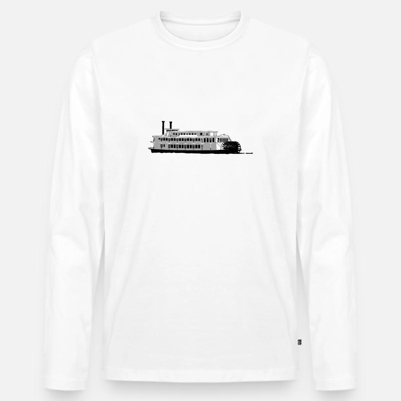Raddampfer - Dampfschiff - Männer Premium Bio Langarmshirt - Weiß