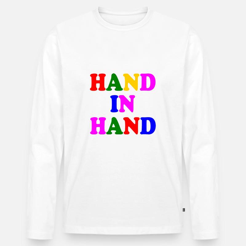 Hand in hand - Männer Premium Bio Langarmshirt - Weiß