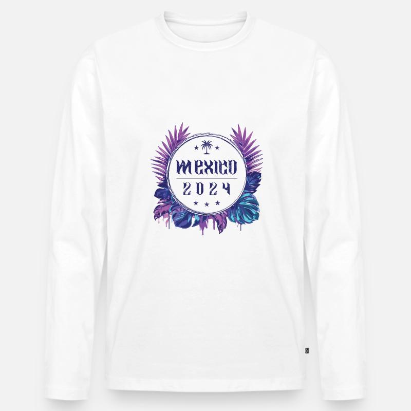 Mexiko 2024 - Männer Premium Bio Langarmshirt - Weiß