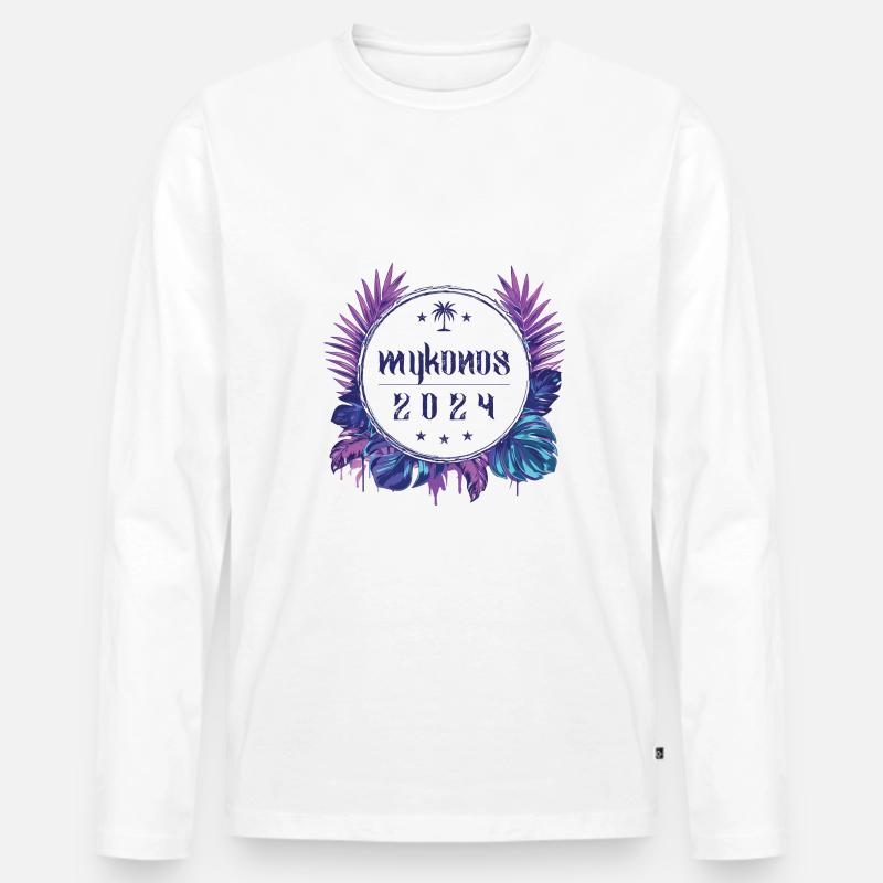 Mykonos 2024 - Männer Premium Bio Langarmshirt - Weiß