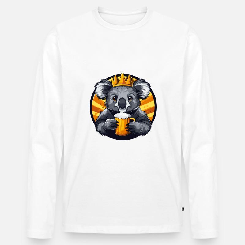 Koala Bier Comic - Männer Premium Bio Langarmshirt - Weiß