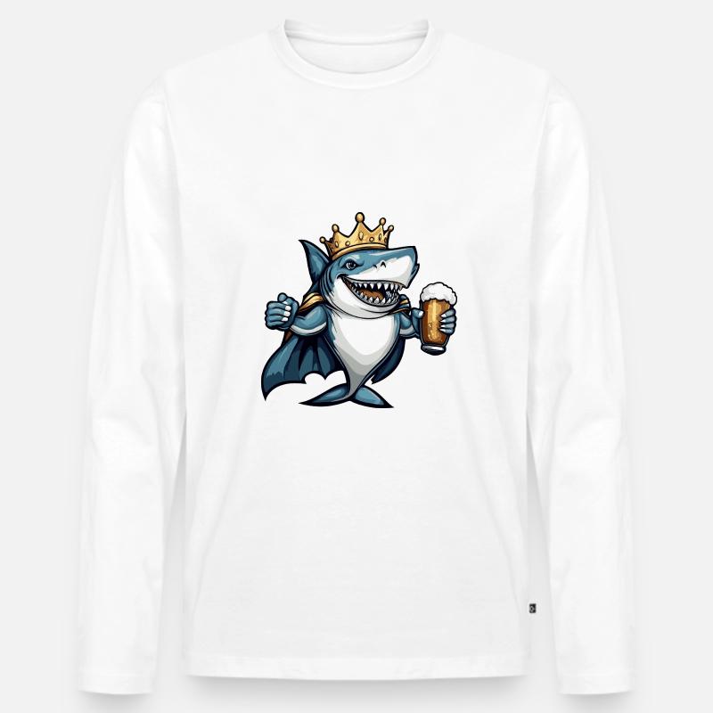 Hai Bier Lustig - Männer Premium Bio Langarmshirt - Weiß