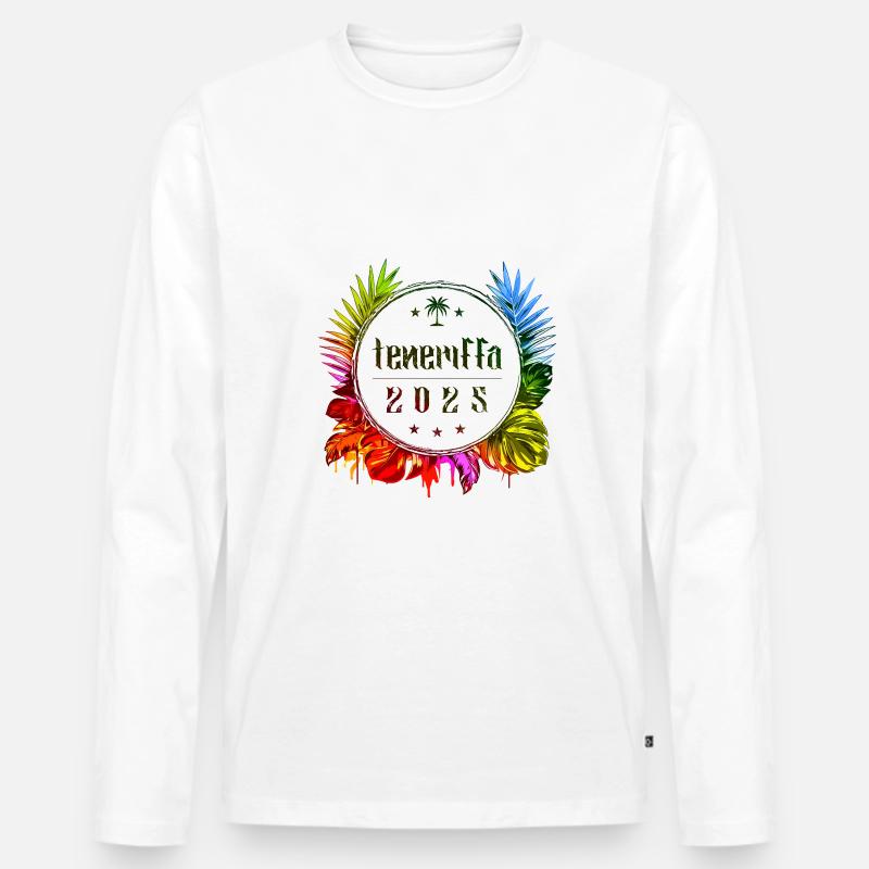 Teneriffa 2025 Bunt - Männer Premium Bio Langarmshirt - Weiß