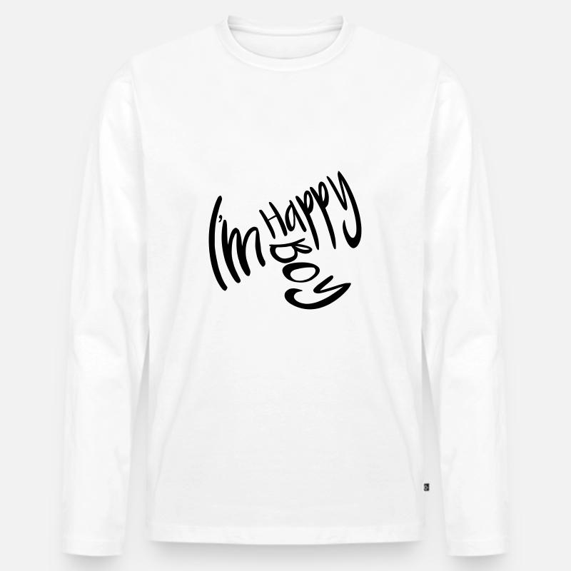 Junge. glücklich. Jung. Teenager - Männer Premium Bio Langarmshirt - Weiß