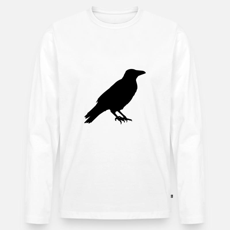 Der Rabe - Männer Premium Bio Langarmshirt - Weiß