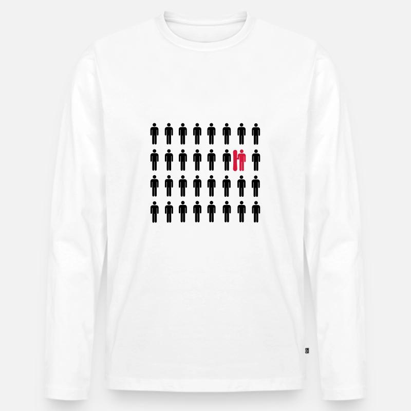 Herz - Männer Premium Bio Langarmshirt - Weiß