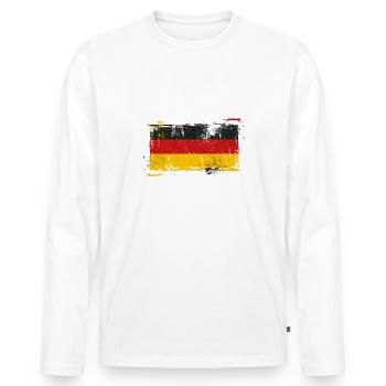 Drapeau Allemagne Drapeau allemand utilisé look home - T-shirt manches longues Premium bio Homme - blanc - Devant - Nico (187cm)