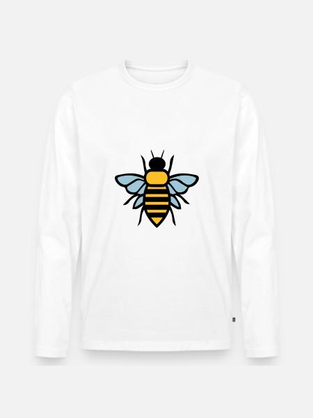 Biene - Männer Premium Bio Langarmshirt - Weiß