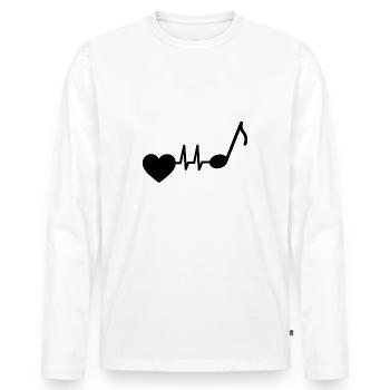 Music Note Heartbeat Musician Conductor Frequency - Men's Premium Organic Long Sleeve Shirt - white - Front - Nico (187cm)