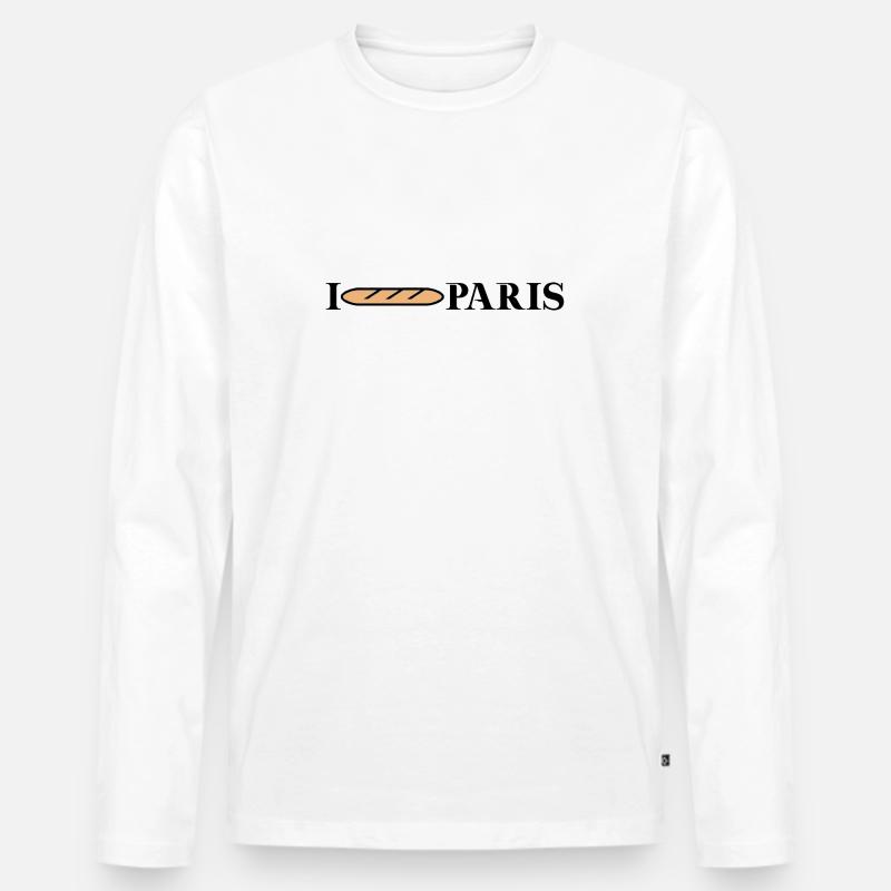 Frankreich Geschenkidee Paris Baguette - Männer Premium Bio Langarmshirt - Weiß
