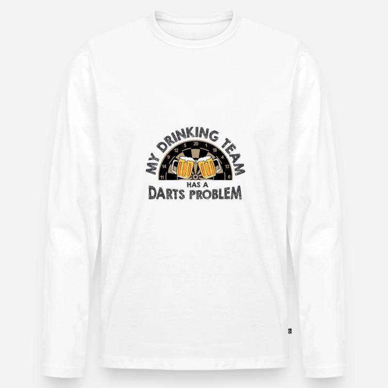 Dart & Bier Lustiger Darts Spruch - Männer Premium Bio Langarmshirt - Weiß