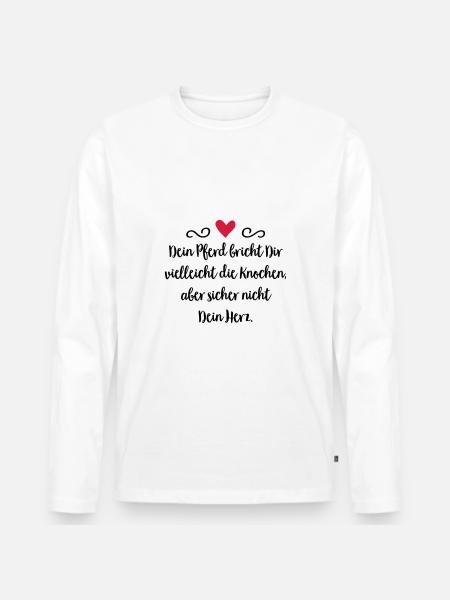 Pferd - Männer Premium Bio Langarmshirt - Weiß