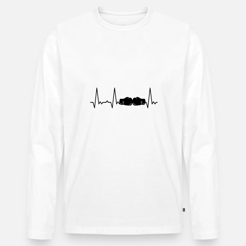 Herzschlag Boxen - Männer Premium Bio Langarmshirt - Weiß