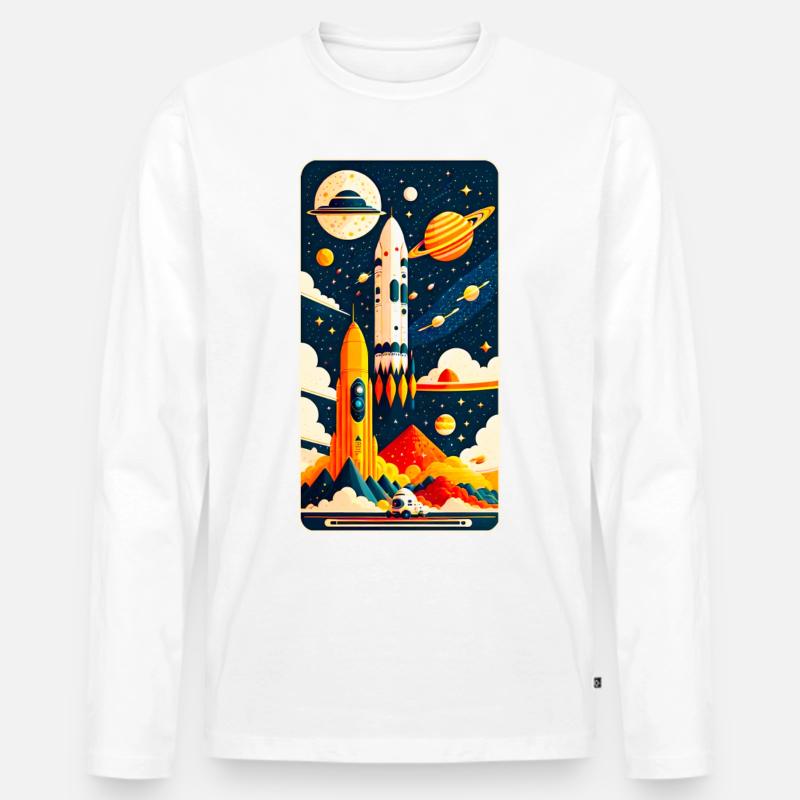 Space - Männer Premium Bio Langarmshirt - Weiß