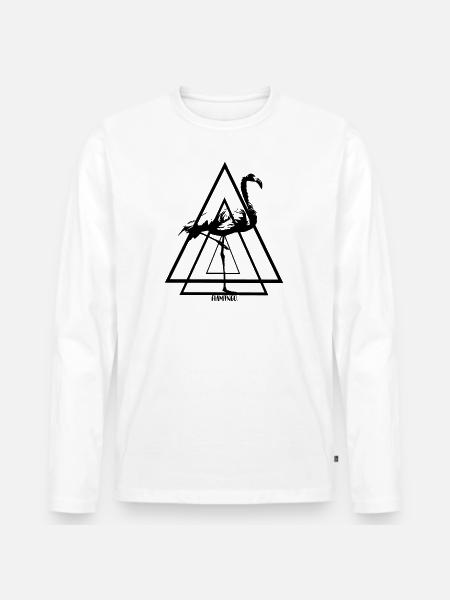 Flamingo. - Männer Premium Bio Langarmshirt - Weiß