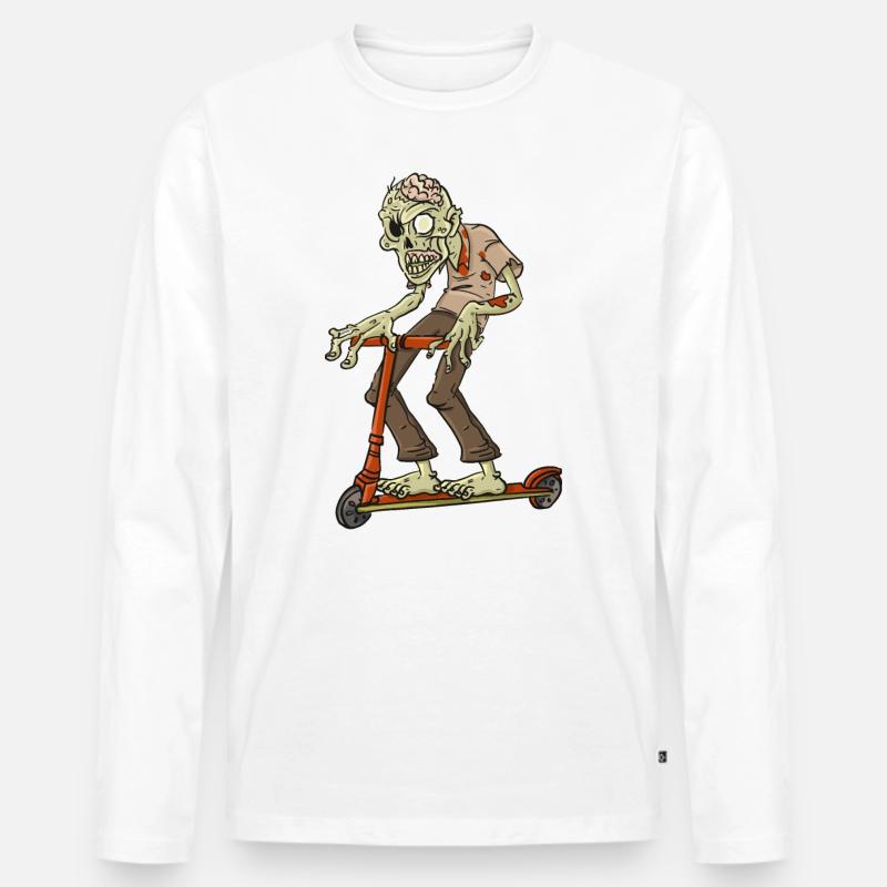 Zombie auf Roller - Geschenkidee - Männer Premium Bio Langarmshirt - undefined