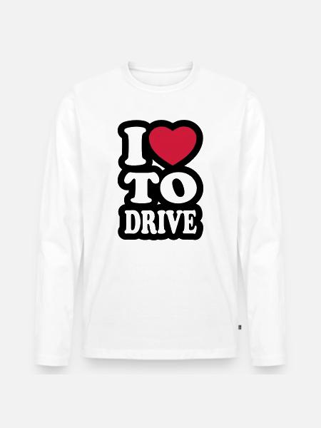 I love to drive - Men's Premium Organic Long Sleeve Shirt - white