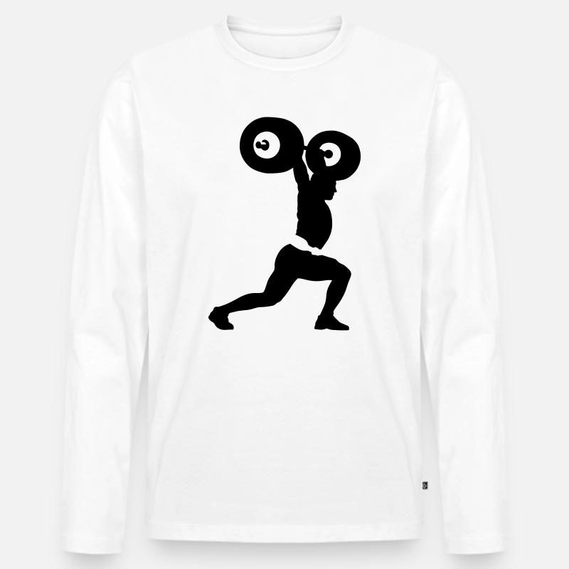 Gewichtheber - Männer Premium Bio Langarmshirt - Weiß