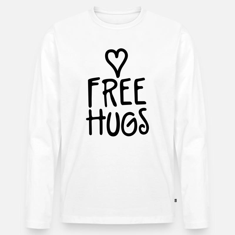 free hugs - Männer Premium Bio Langarmshirt - Weiß