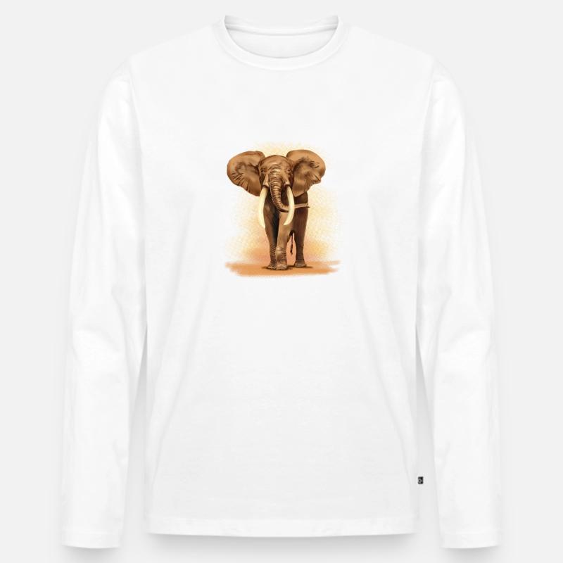 Elefant - Männer Premium Bio Langarmshirt - Weiß
