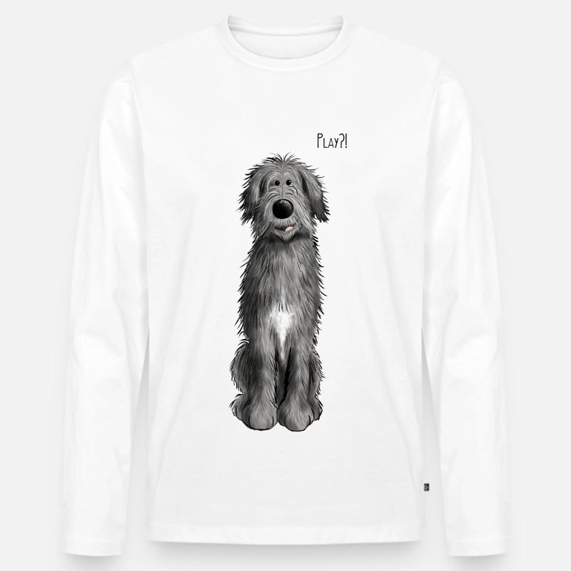 Irischer Wolfshund Play - Männer Premium Bio Langarmshirt - Weiß