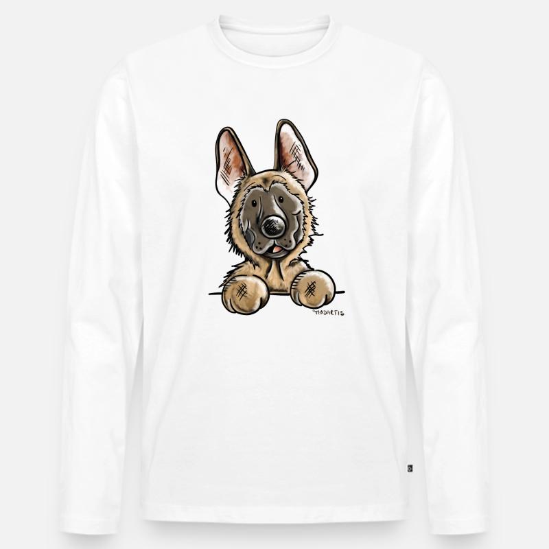 Neugieriger Malinois - Männer Premium Bio Langarmshirt - Weiß