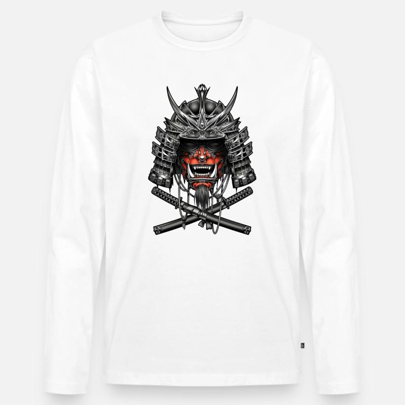 Samurai, Kämpfer - Männer Premium Bio Langarmshirt - Weiß