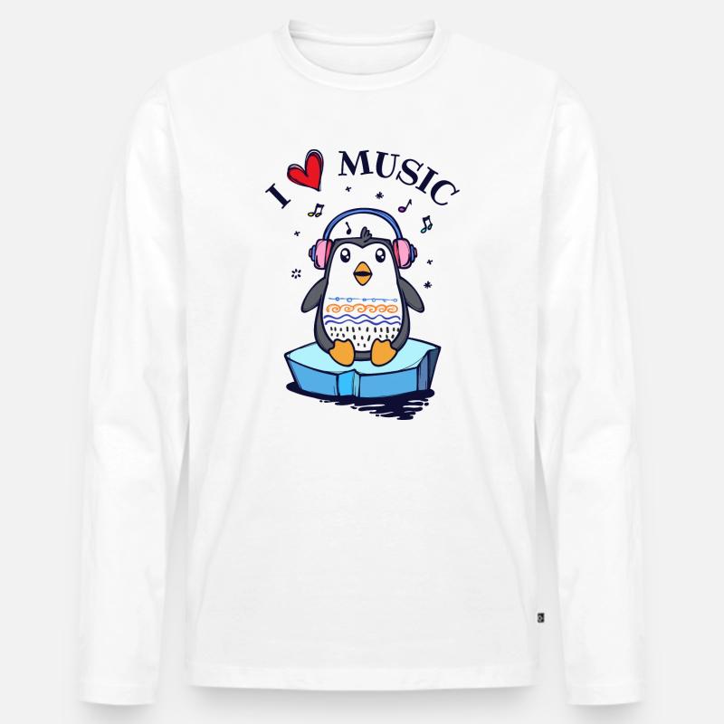 Seevogel Cool Herz PinguinTier Statement - Männer Premium Bio Langarmshirt - Weiß